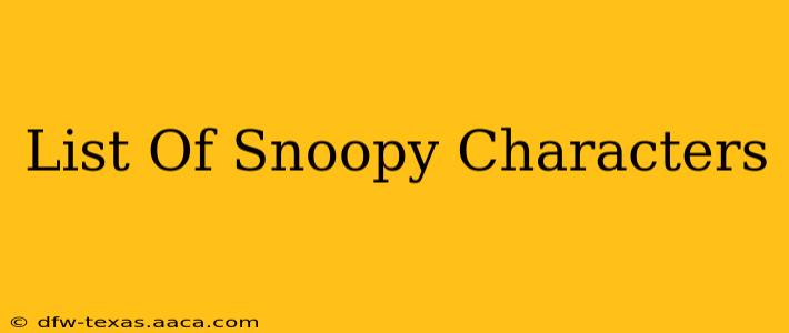 List Of Snoopy Characters